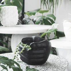 Hand Planter In Black | White Moose Gifts For Grandmas
