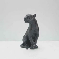 Black Sitting Lioness Decor | White Moose