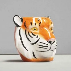 Ceramic Tiger Planter Pot | White Moose Gifts For Sisters