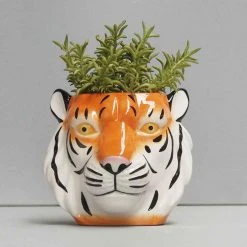 Ceramic Tiger Planter Pot | White Moose Gifts For Sisters