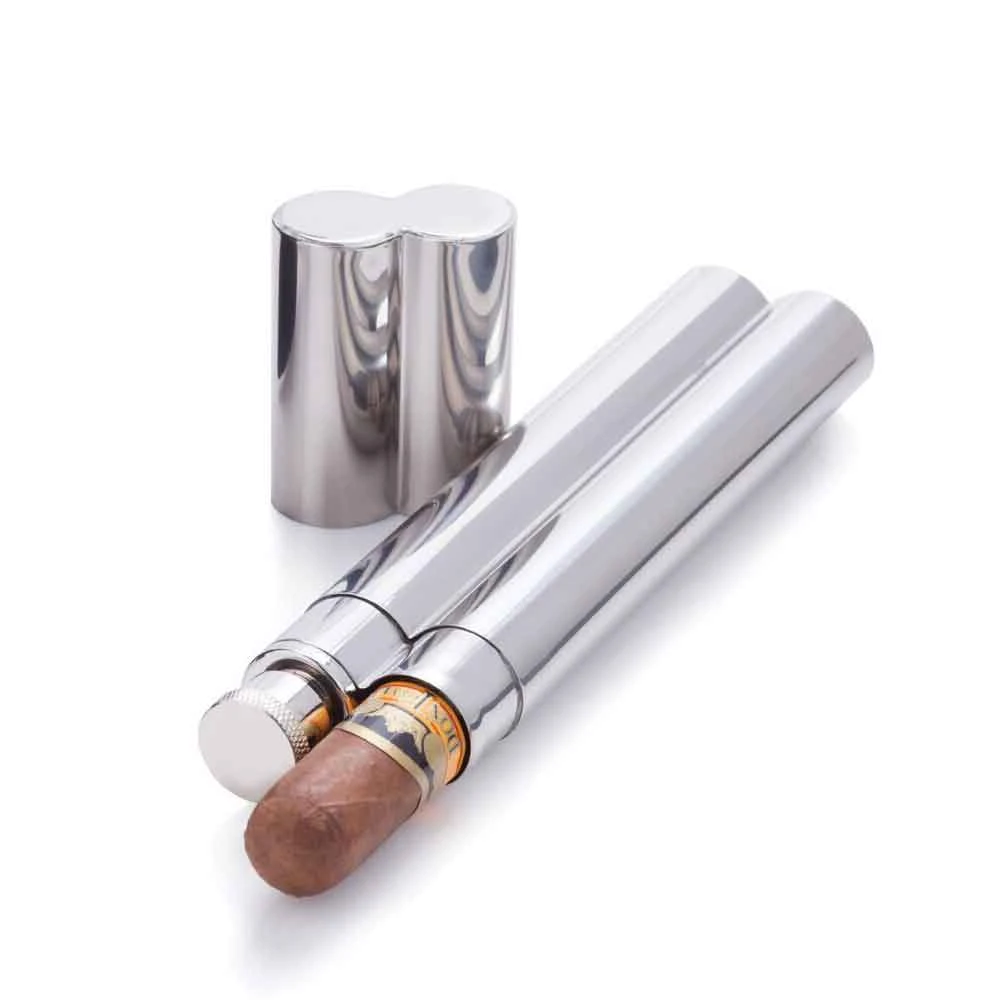 Little Global Stainless Steel Cigar Holder & Flask 1 Little Global Stainless Steel Cigar Holder & Flask