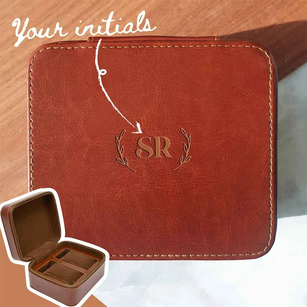 Yellow Octopus Personalised Personalised Birthday Gifts Personalised Vegan Leather Watch Case - Initials 1 Yellow Octopus Personalised Personalised Birthday Gifts Personalised Vegan Leather Watch Case - Initials