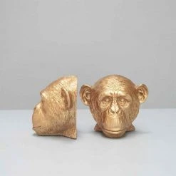 Gifts For Mum Gold Monkey Bookends | White Moose
