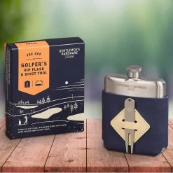 Designworks Collective Executive Gifts Golfer's Hip Flask & Divot Tool Set