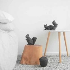 Set Of Two Black Squirrels Home Decor | White Moose