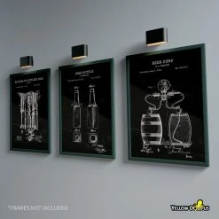 Yellow Octopus Exclusives - Prints Beer Patent Prints Wall Art | Set Of 3