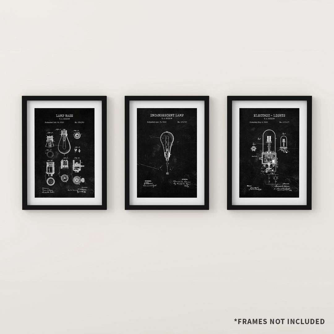 Yellow Octopus Exclusives - Prints Man Cave Gifts Light Bulb Patent Prints Wall Art | Set Of 3 6 Yellow Octopus Exclusives - Prints Man Cave Gifts Light Bulb Patent Prints Wall Art | Set Of 3