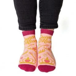 Mdi Gifts For Sisters Glittery Queen Mum Off Duty Non-Slip Socks