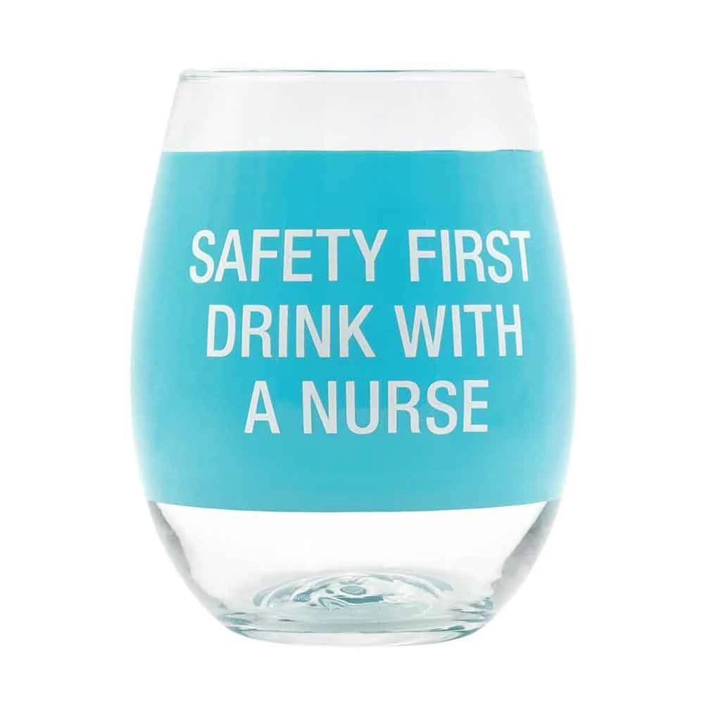 Jasnor Safety First Drink With A Nurse Stemless Wine Glass 1 Jasnor Safety First Drink With A Nurse Stemless Wine Glass
