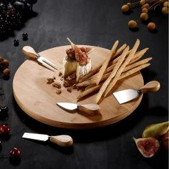 Ladelle Spinning Lazy Susan Serving Board & Knives Set
