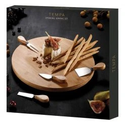 Ladelle Spinning Lazy Susan Serving Board & Knives Set 6 Ladelle Spinning Lazy Susan Serving Board & Knives Set