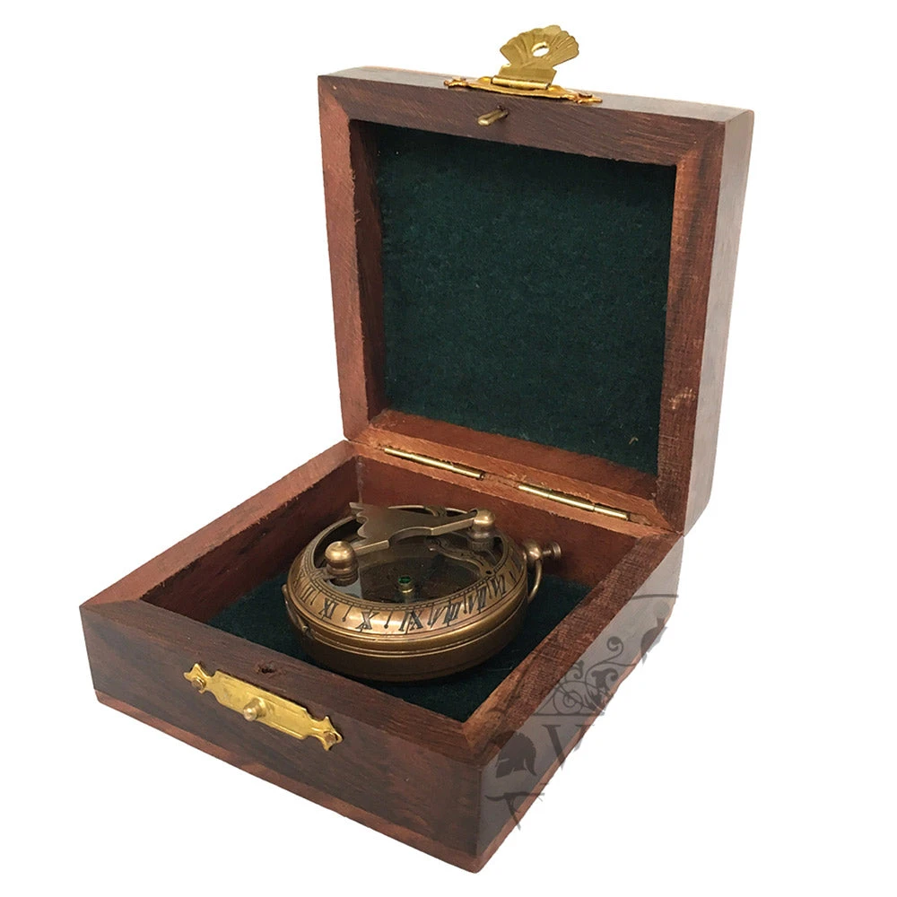 Vintage Nautical Nautical Brass Sundial Compass With Push Button | 2 Styles 1 Vintage Nautical Nautical Brass Sundial Compass With Push Button | 2 Styles